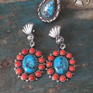 😍😱 Turquoise and Coral earrings! 🙌🏼🦅❤️